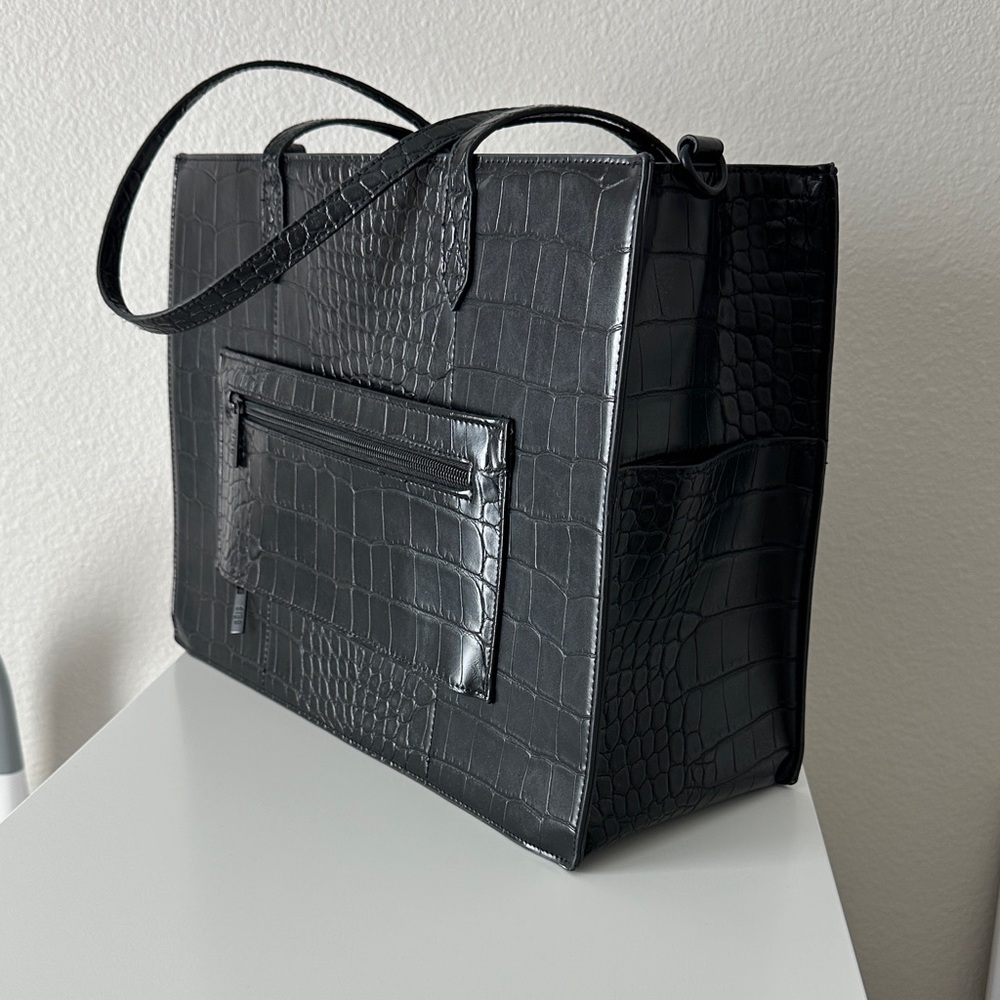 BEIS Black Croc-Embossed Work Tote - Picture 4 of 7